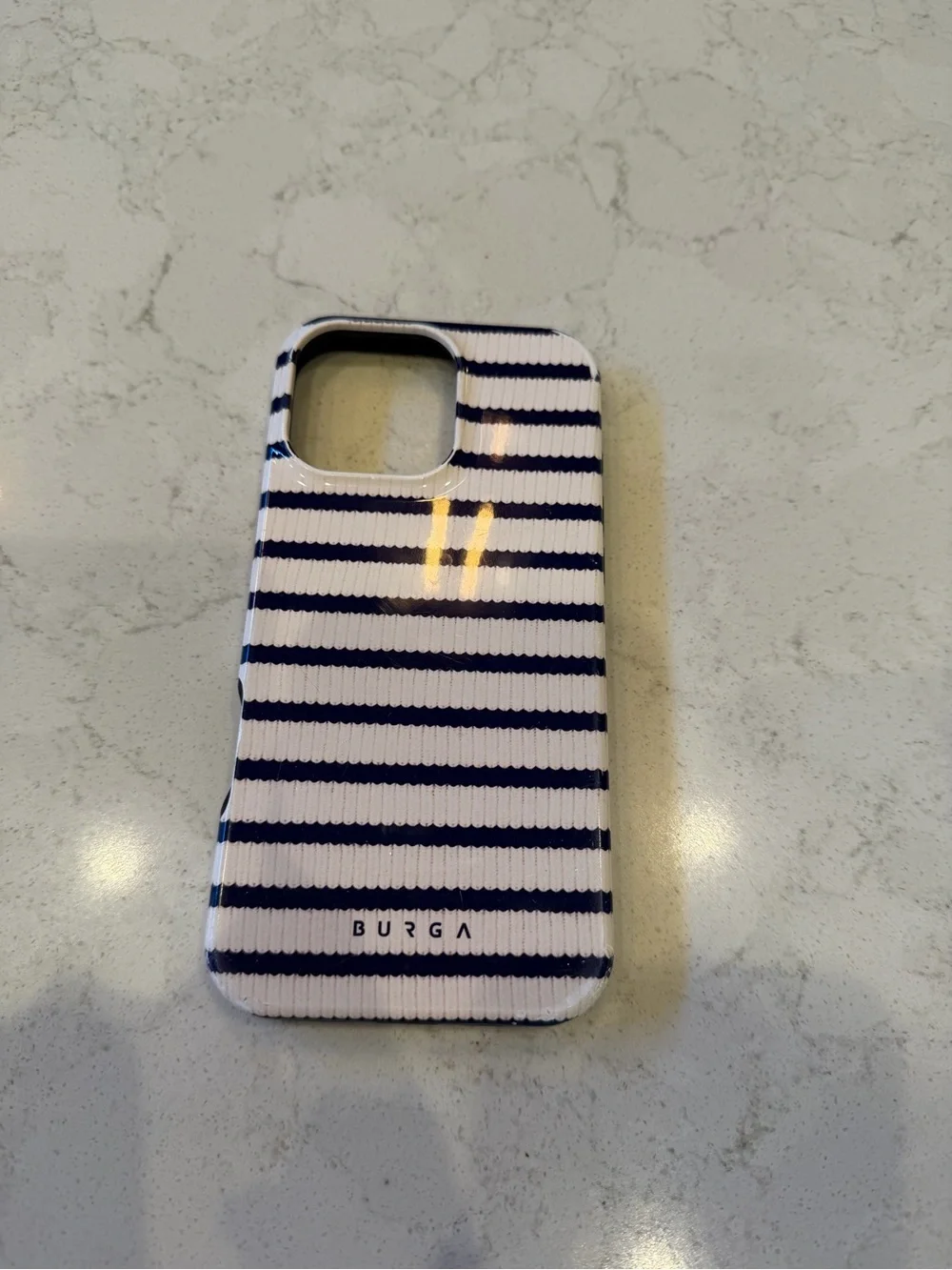 Navy & White Striped BURGA Phone Case for iPhone 16 Pro Max